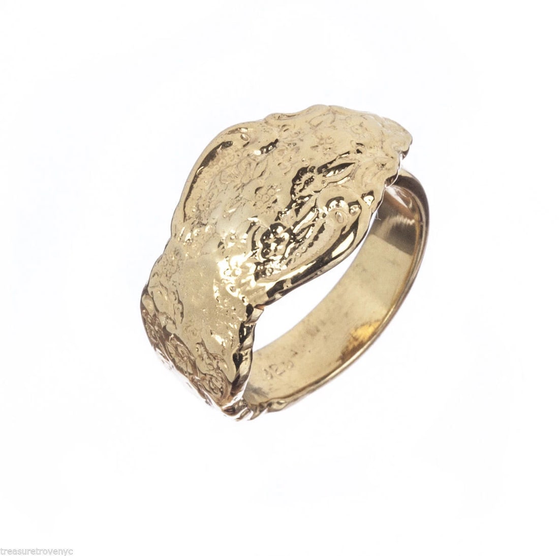 18 kt Gold Vermeil Sterling Silver Ornate Spoon Ring Silverware Alberto Juan - 3
