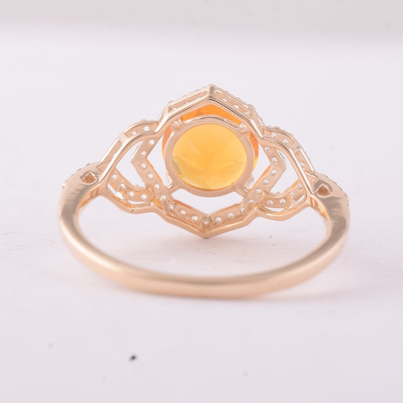 1.03 Ct Round Br.Opal 9K Gold Ring - 4