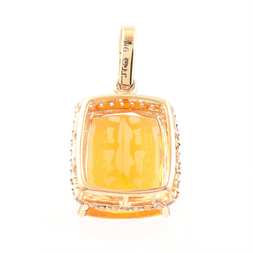 3.07 Ct Cushion Br.Fire Opal 9K Gold Pendant - 2