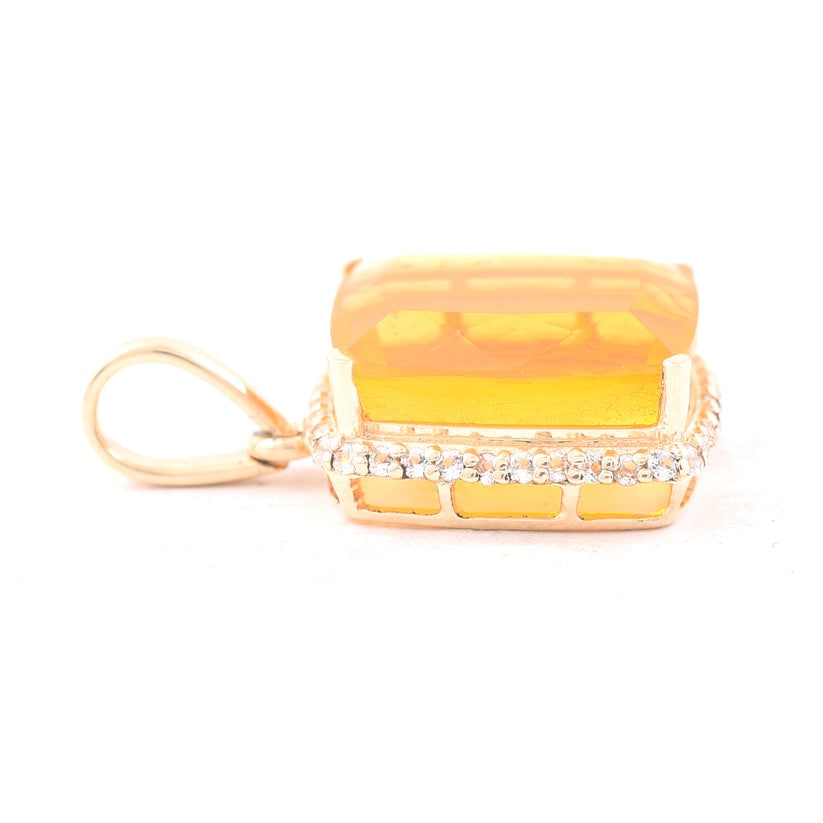 3.07 Ct Cushion Br.Fire Opal 9K Gold Pendant - 3