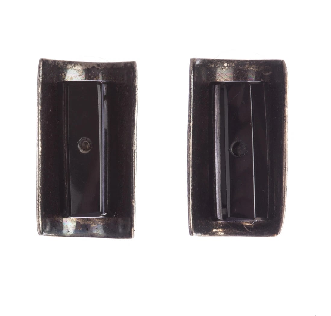 Vintage Sterling Silver Mexican Black Onyx Bead Earrings - 2