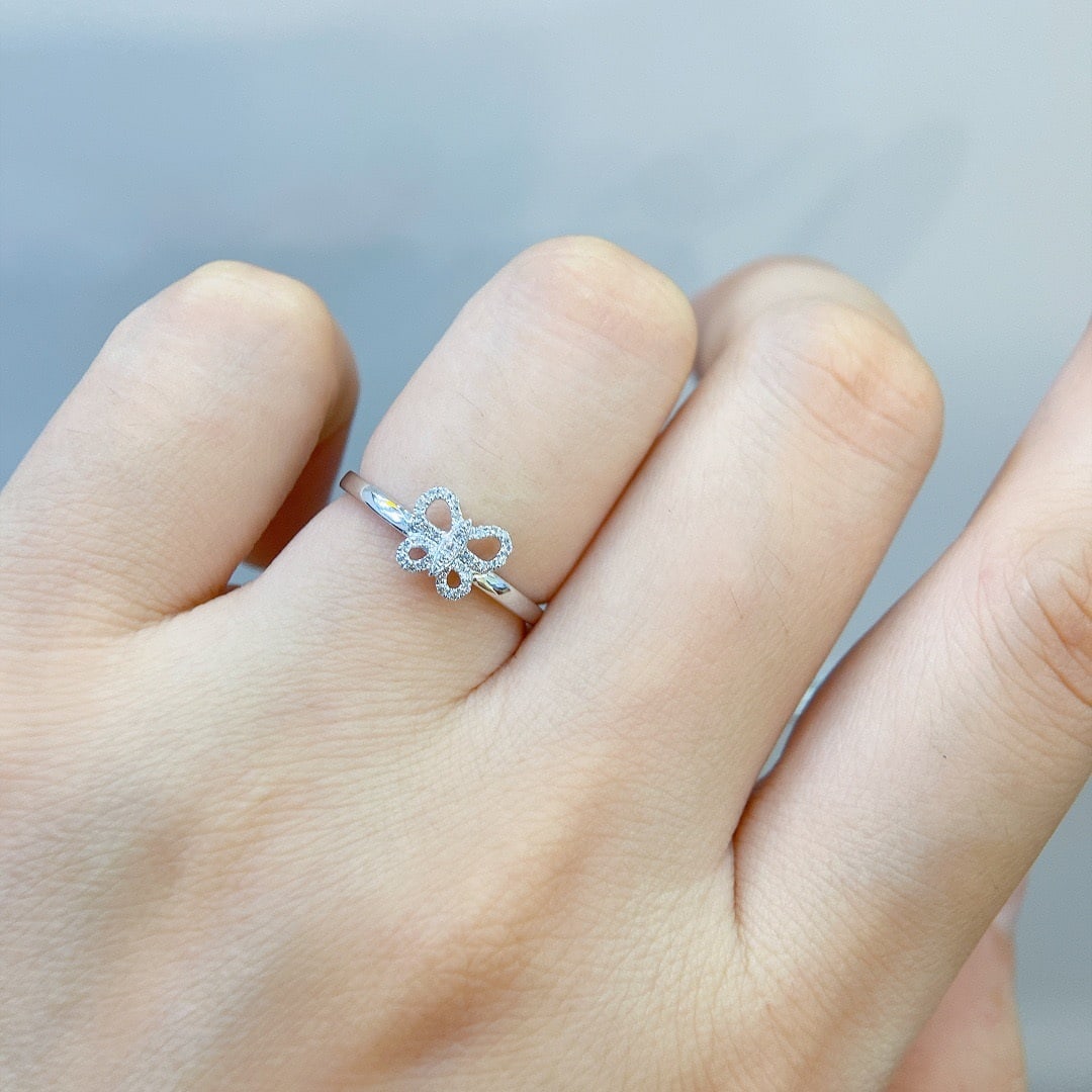 14K GOLD 0.09 CT NATURAL H DIAMOND RING - 6