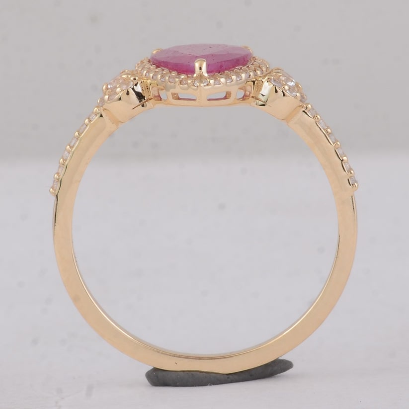 1.49 Ct Pear Ruby 9K Gold Ring - 3