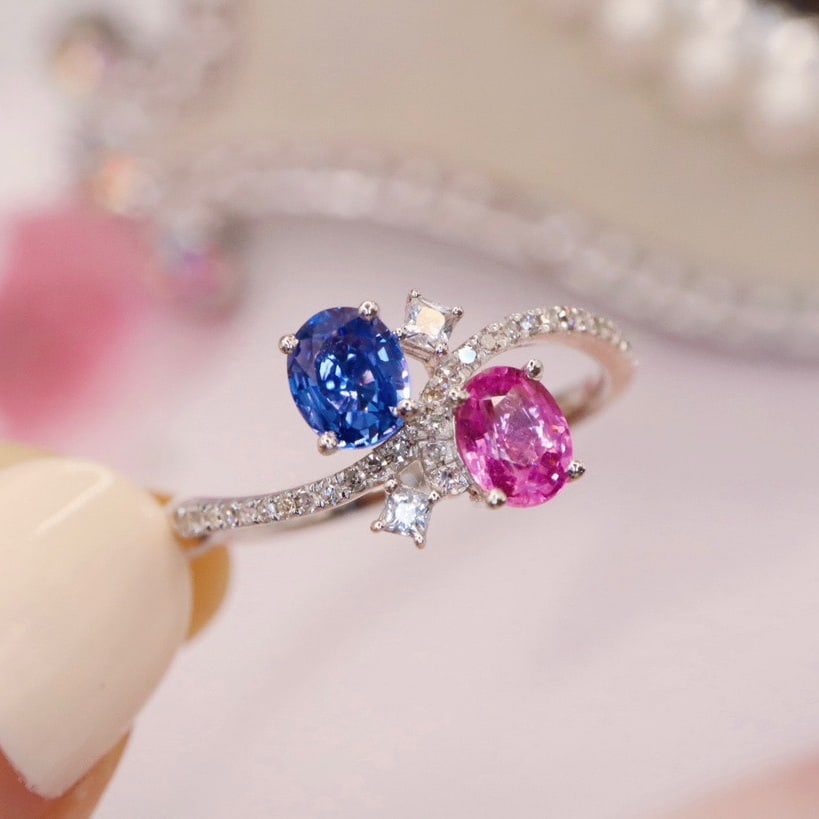 14K GOLD 1.14 CTW NATURAL SAPPHIRE & DIAMOND RING - 2