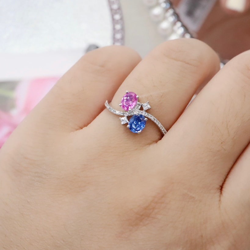 14K GOLD 1.14 CTW NATURAL SAPPHIRE & DIAMOND RING - 6