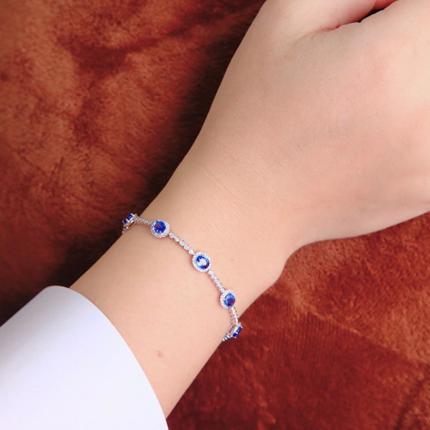 14K GOLD 2.43 CTW NATURAL SAPPHIRE & DIAMOND BRACELET - 3