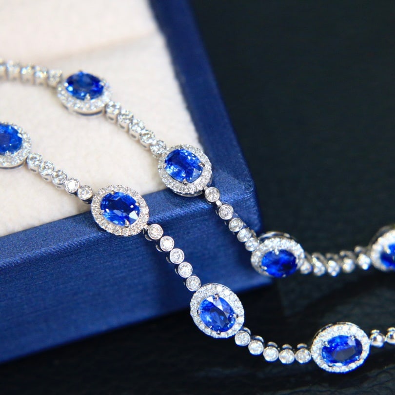 14K GOLD 2.43 CTW NATURAL SAPPHIRE & DIAMOND BRACELET - 4
