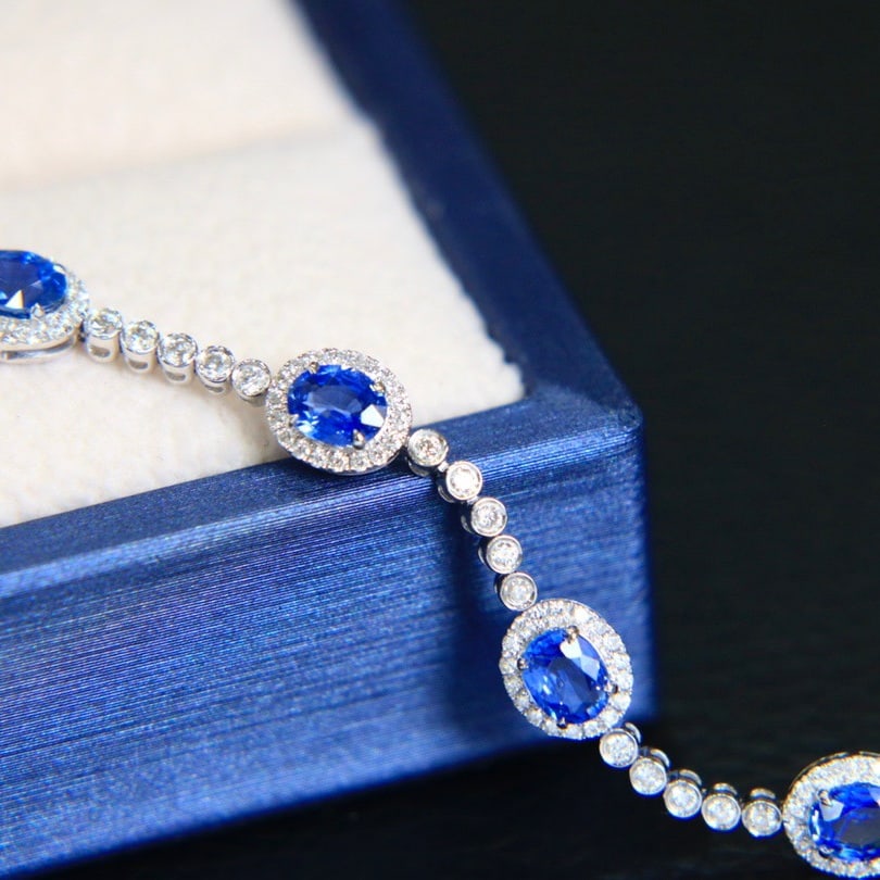 14K GOLD 2.43 CTW NATURAL SAPPHIRE & DIAMOND BRACELET - 5