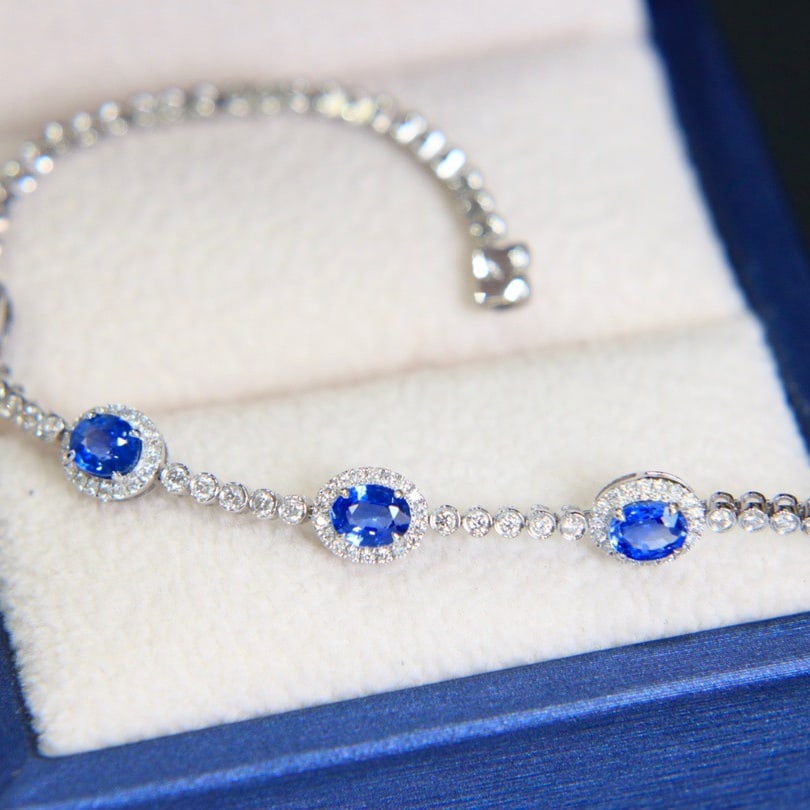 14K GOLD 2.43 CTW NATURAL SAPPHIRE & DIAMOND BRACELET - 6