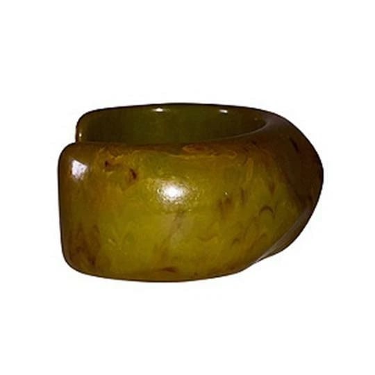 Green Swirl Carved Bakelite Cuff Bracelet - 3