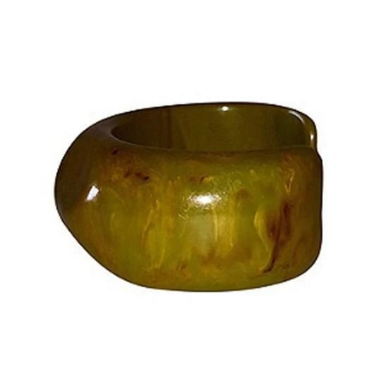Green Swirl Carved Bakelite Cuff Bracelet - 4