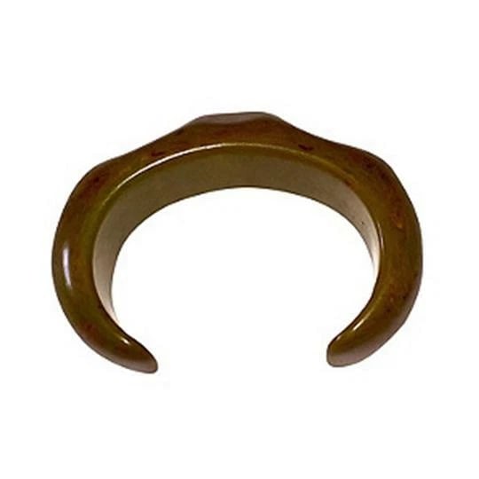 Green Swirl Carved Bakelite Cuff Bracelet - 5