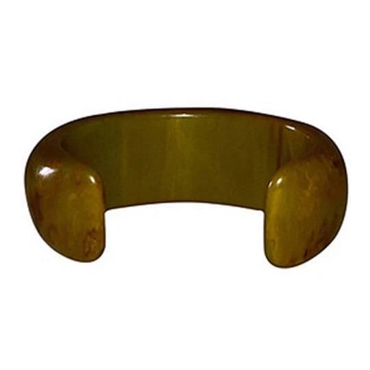 Green Swirl Carved Bakelite Cuff Bracelet - 6