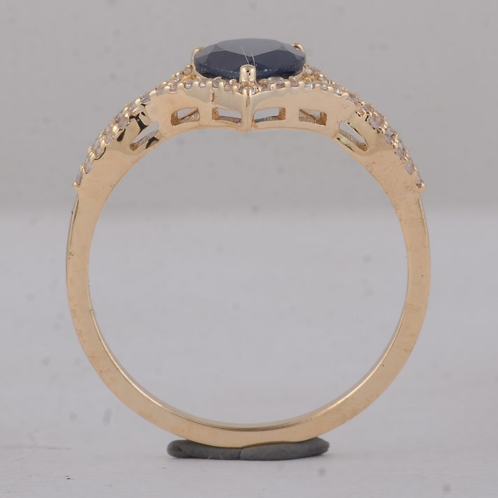 1.36 Ct Pear Sapphire 9K Gold Ring - 4