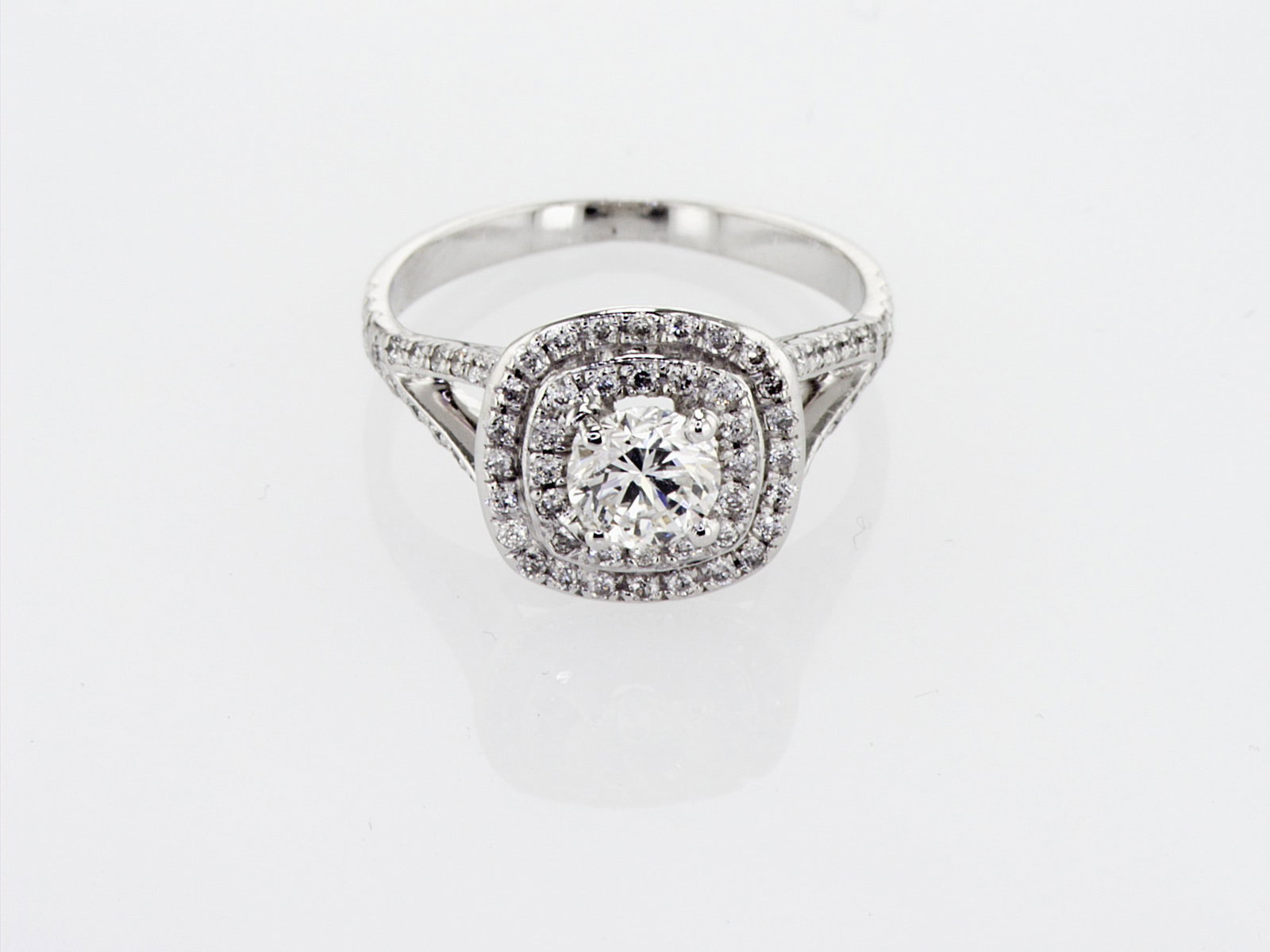 1.06cttw Natural Diamond & Natural Diamond Ring 14K White Gold 2.65 gr - 5