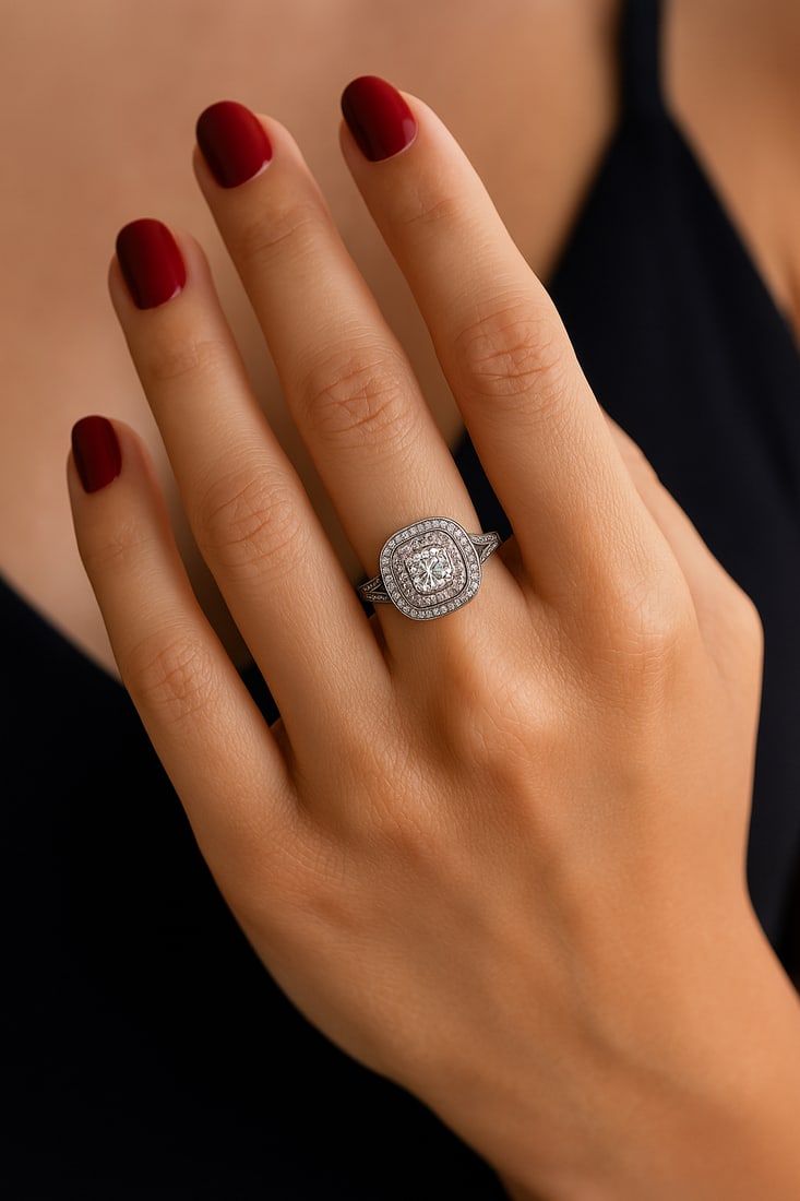 1.06cttw Natural Diamond & Natural Diamond Ring 14K White Gold 2.65 gr - 7