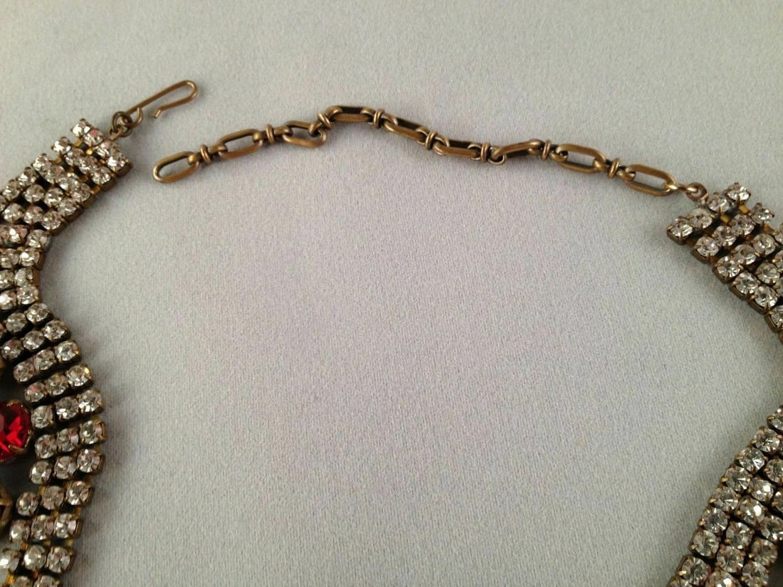 Brass Rhinestone Brazilian Carnival Necklace Bib - 6