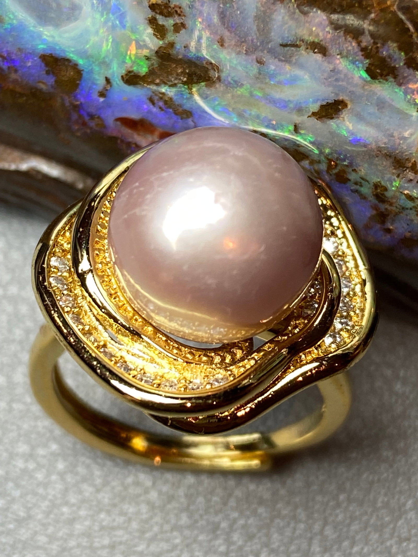 12mm Edison Purple Freshwater Cultured Pearl Ring - 7