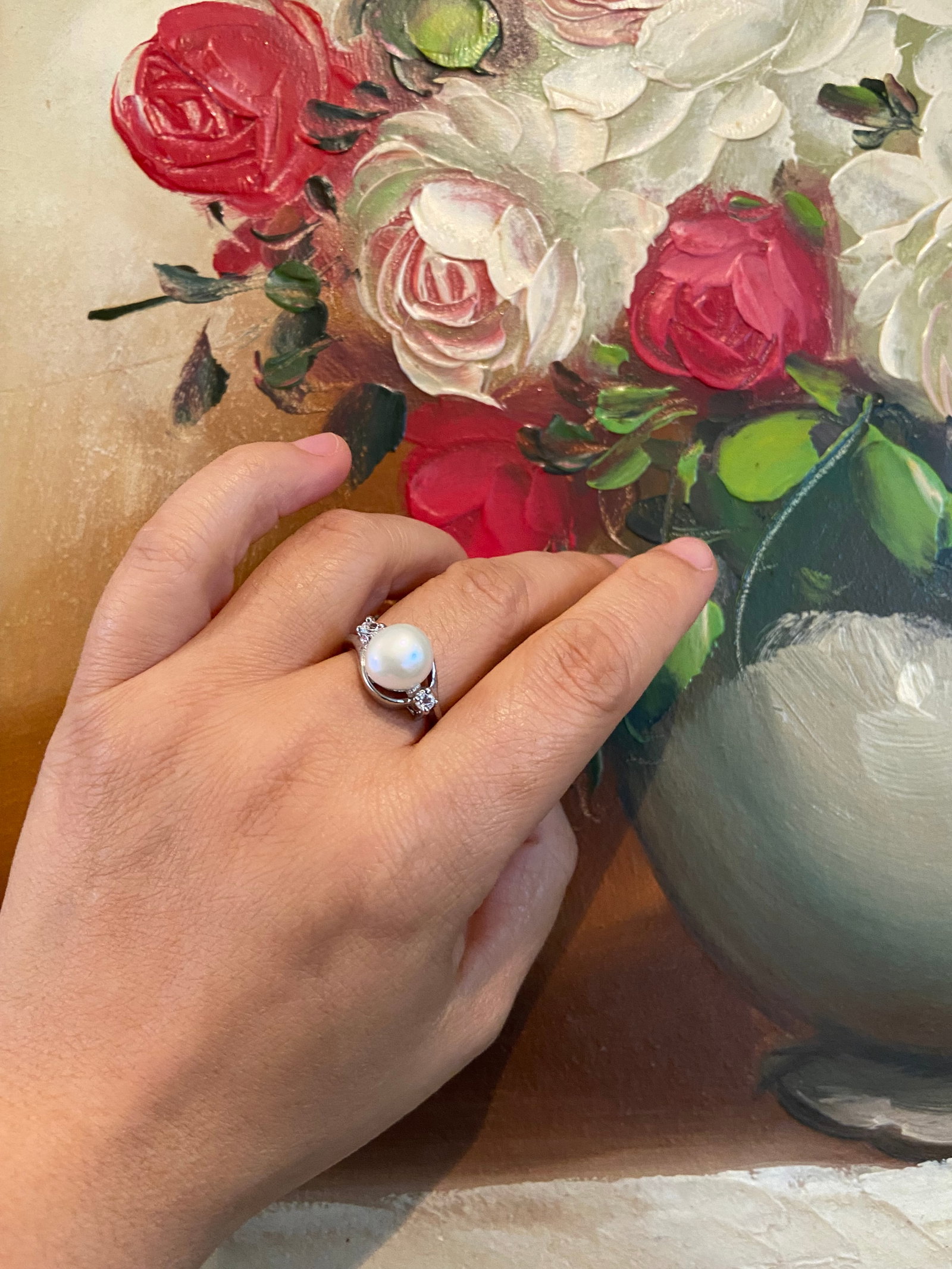 10mm Whita South See Pearl Silver Ring - 2