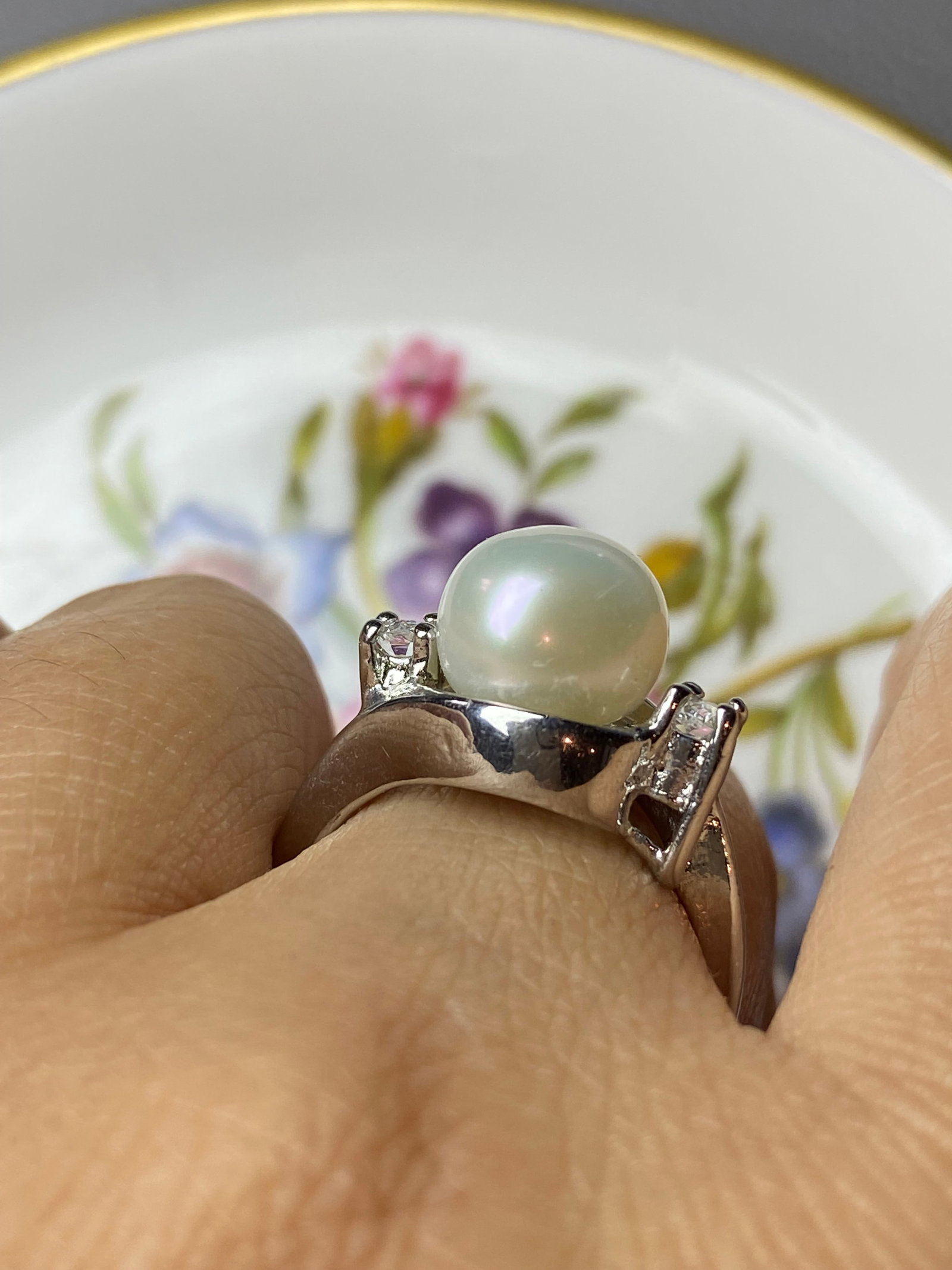10mm Whita South See Pearl Silver Ring - 6