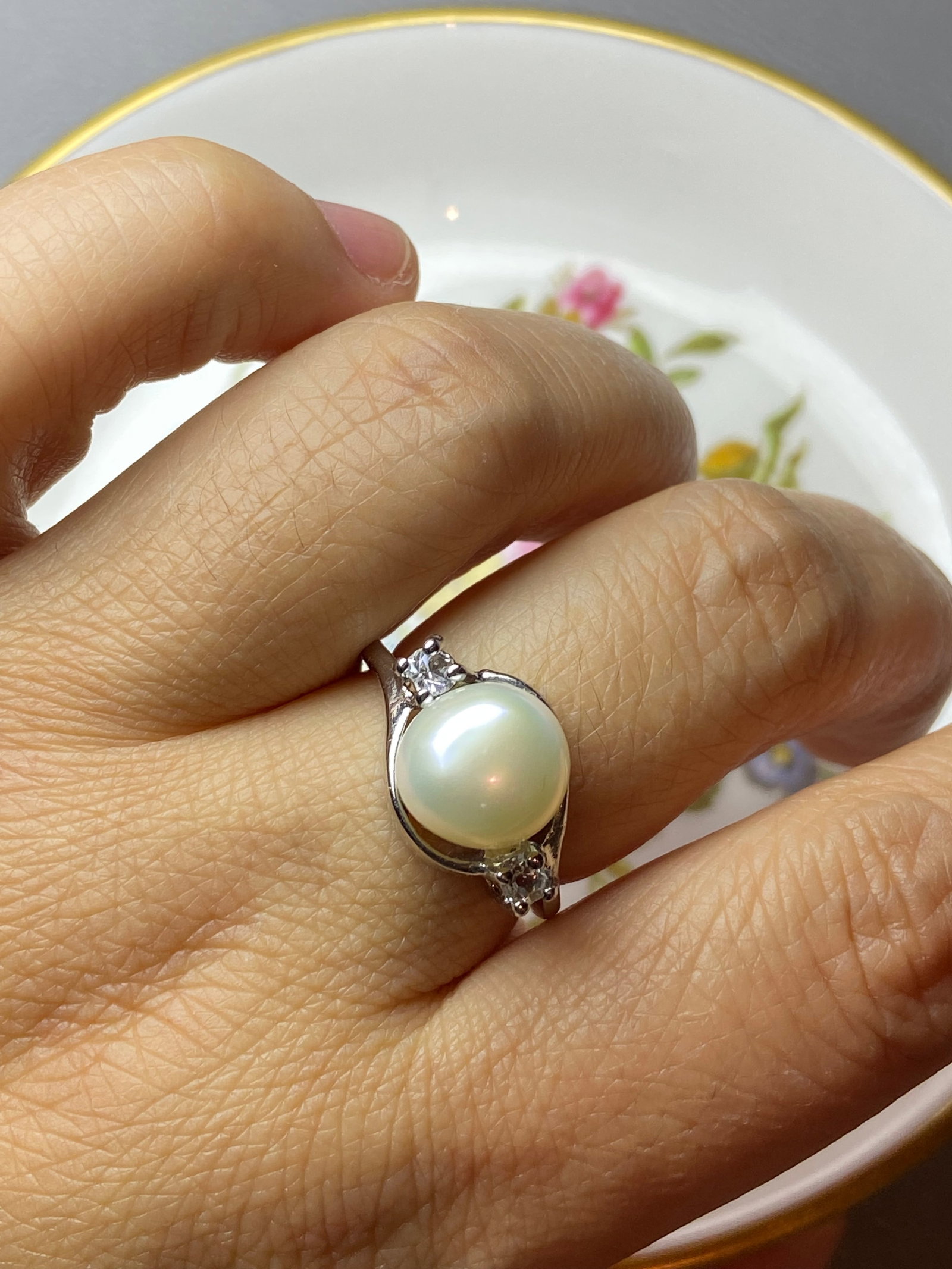 10mm Whita South See Pearl Silver Ring - 7