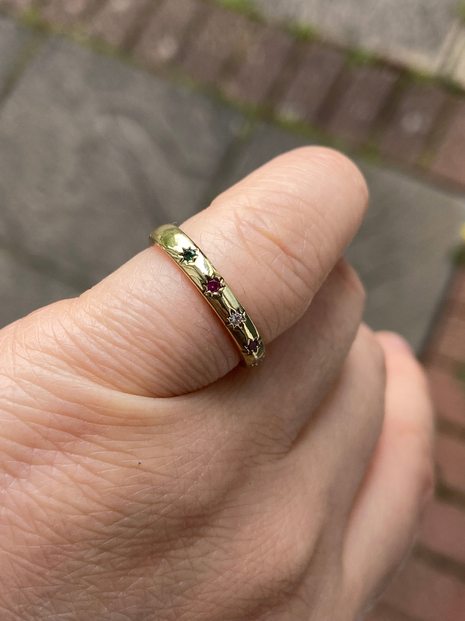 18k gold plated eight pointed stars ring inlaid zircon stones - 2