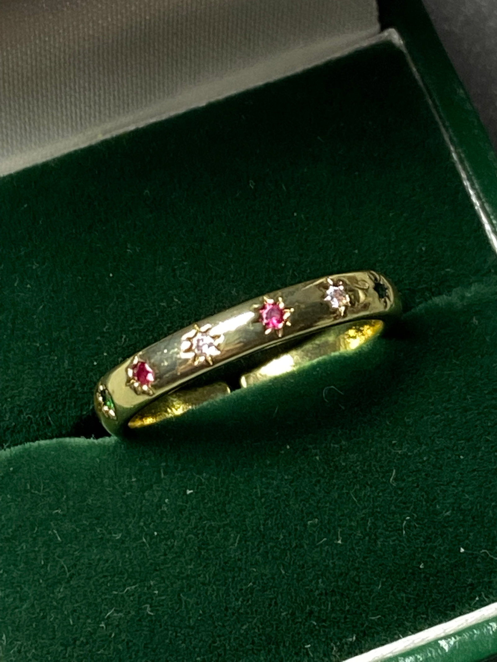 18k gold plated eight pointed stars ring inlaid zircon stones - 4