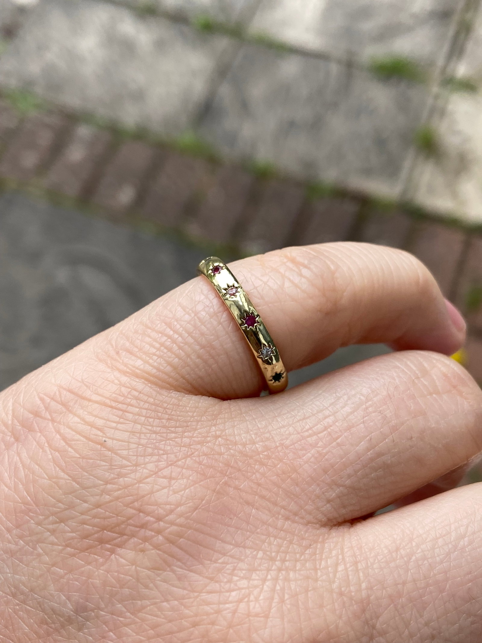 18k gold plated eight pointed stars ring inlaid zircon stones - 7
