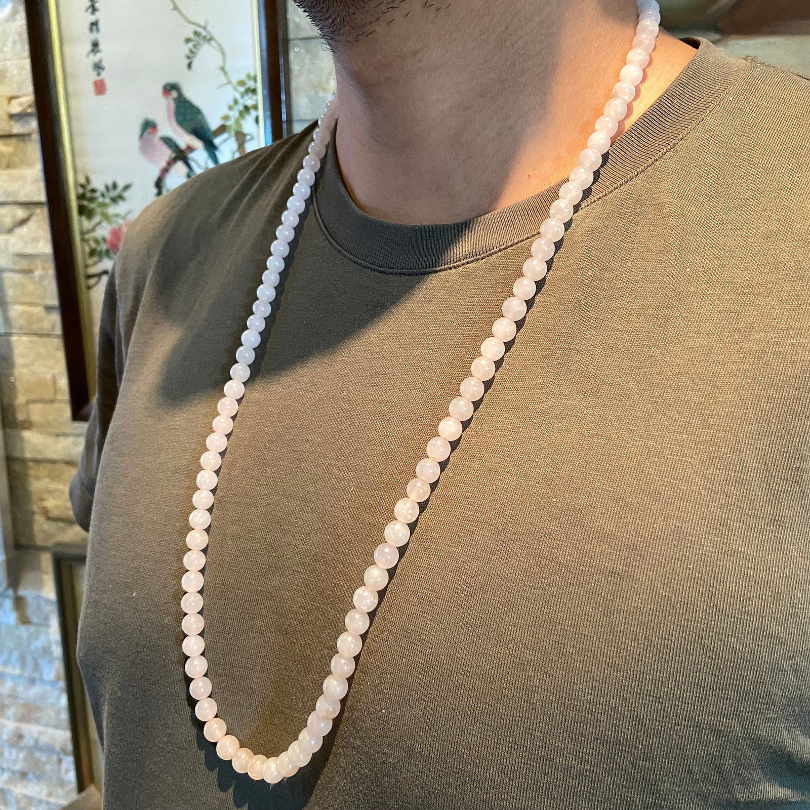 Exquisite Chinese Vintage Grade A icy jadeite jade beads necklace - 8