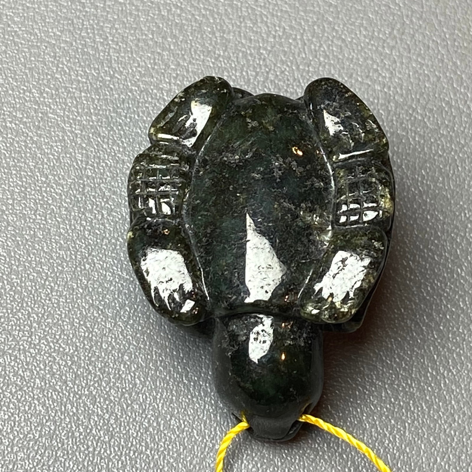 Antique Chinese Natural Ink Green Jadeite Jade carved Turtle Amulet Statue - 6