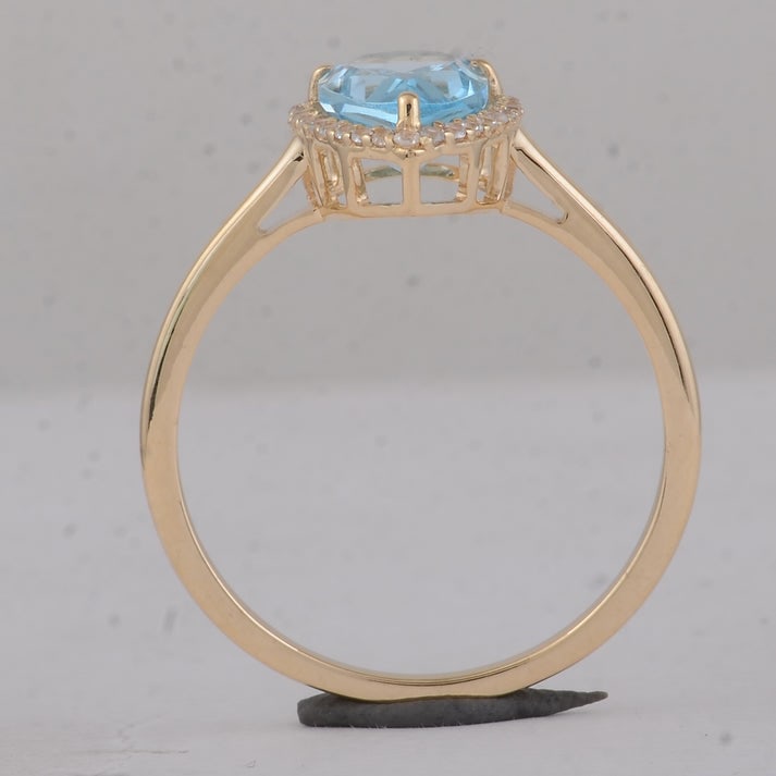 1.74 Ct Pear Blue Topaz 9K Gold Ring - 3