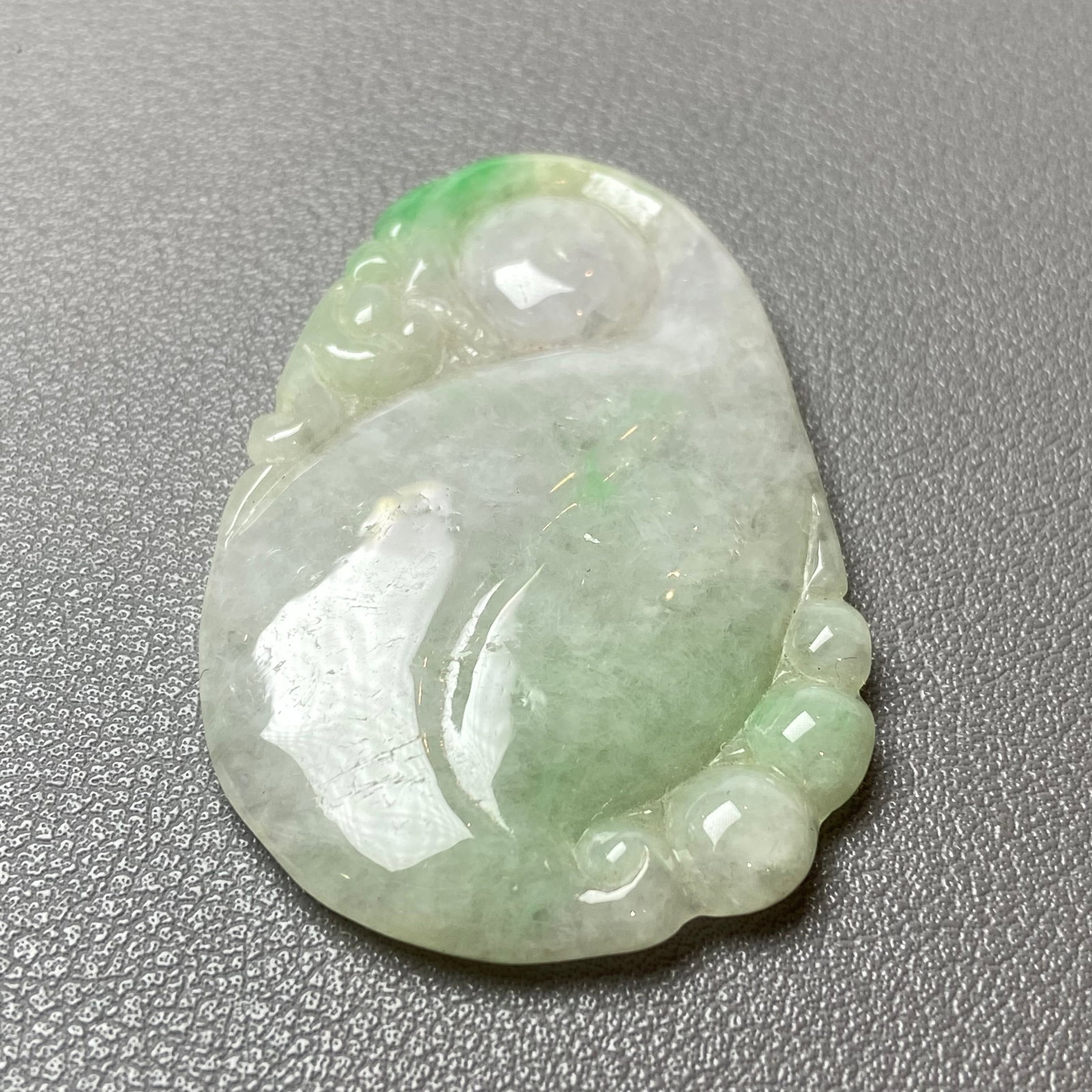Antique Chinese Natural Icy Apple Green Jadeite Jade Ruyi Statue - 2