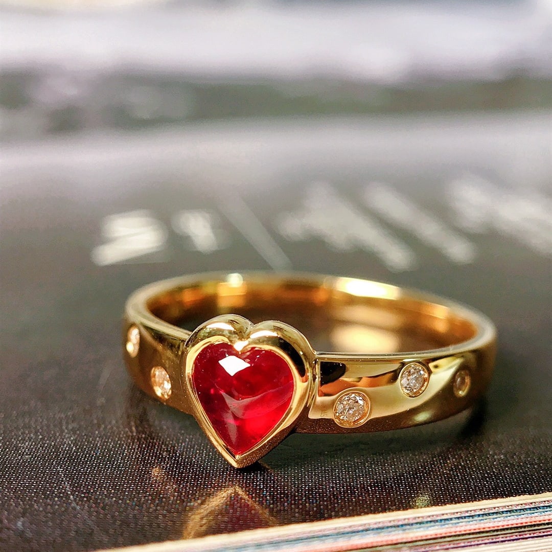 14K GOLD 0.62 CTW VIVID RED NATURAL RUBY & DIAMOND RING - 2