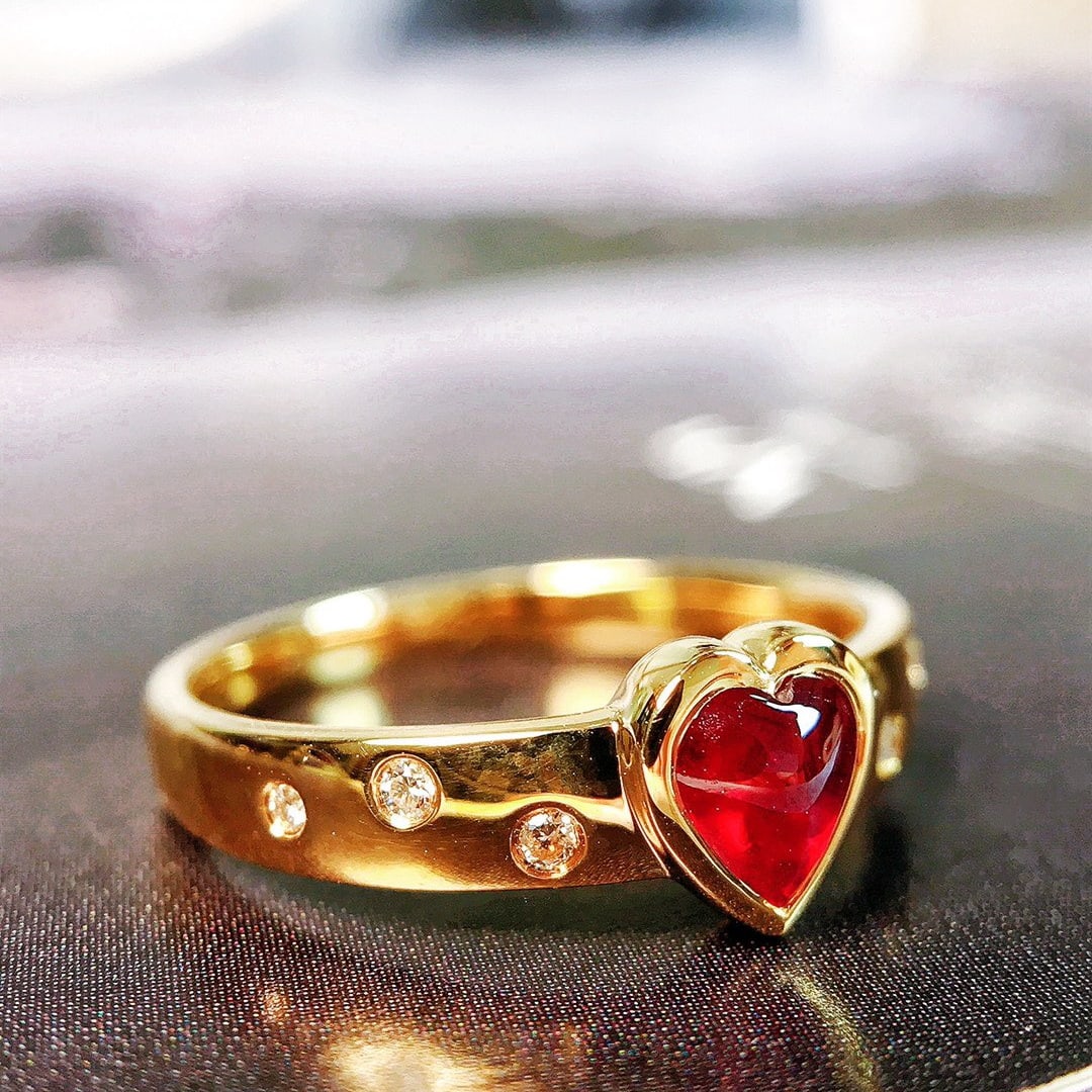 14K GOLD 0.62 CTW VIVID RED NATURAL RUBY & DIAMOND RING - 3
