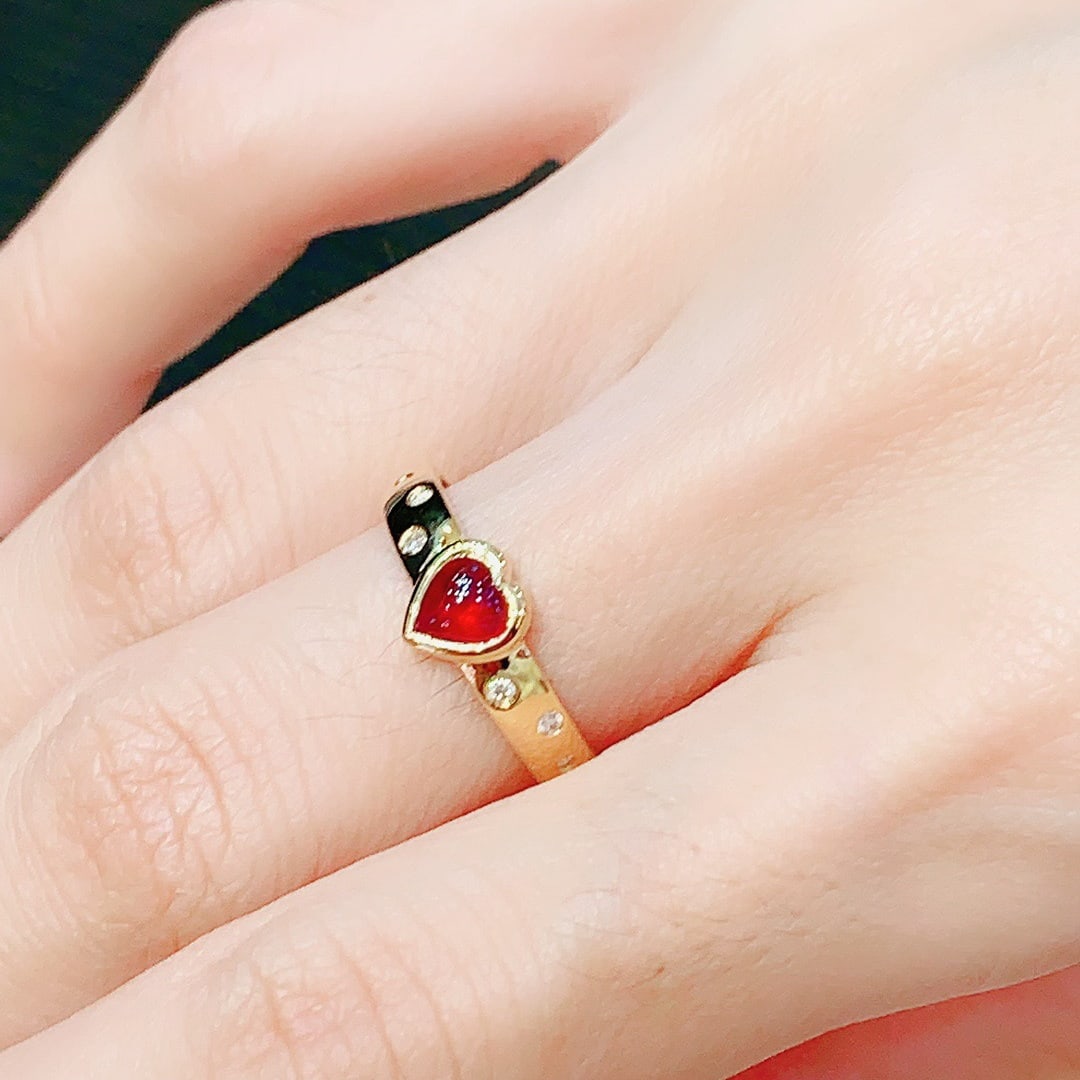 14K GOLD 0.62 CTW VIVID RED NATURAL RUBY & DIAMOND RING - 4