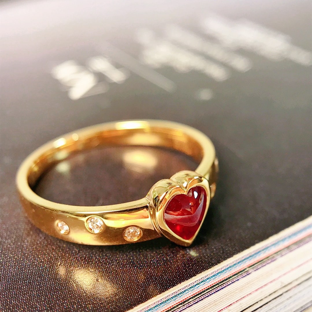14K GOLD 0.62 CTW VIVID RED NATURAL RUBY & DIAMOND RING - 5