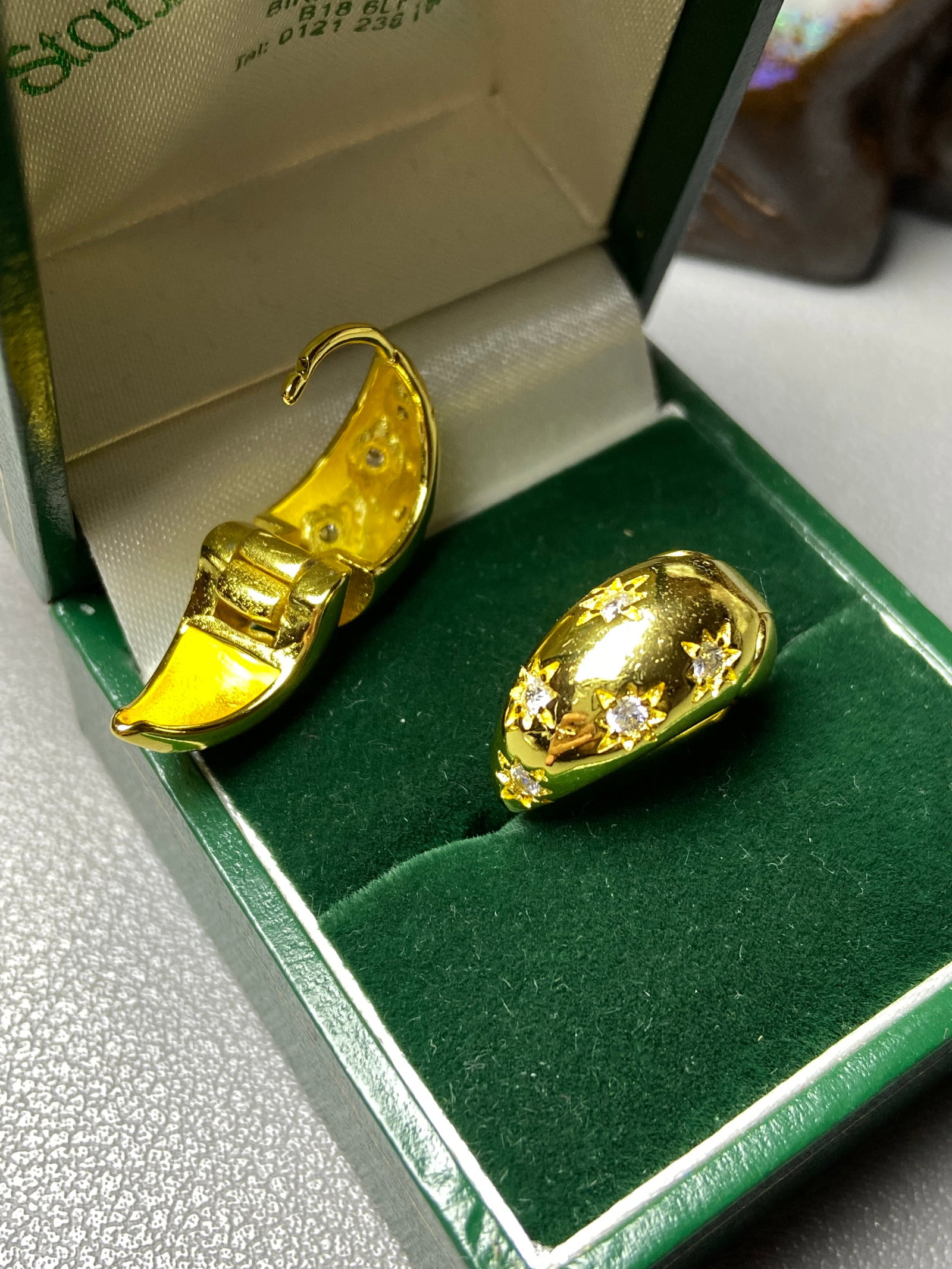 18k gold plated 8-pointed stars Art Deco style earrings - 4