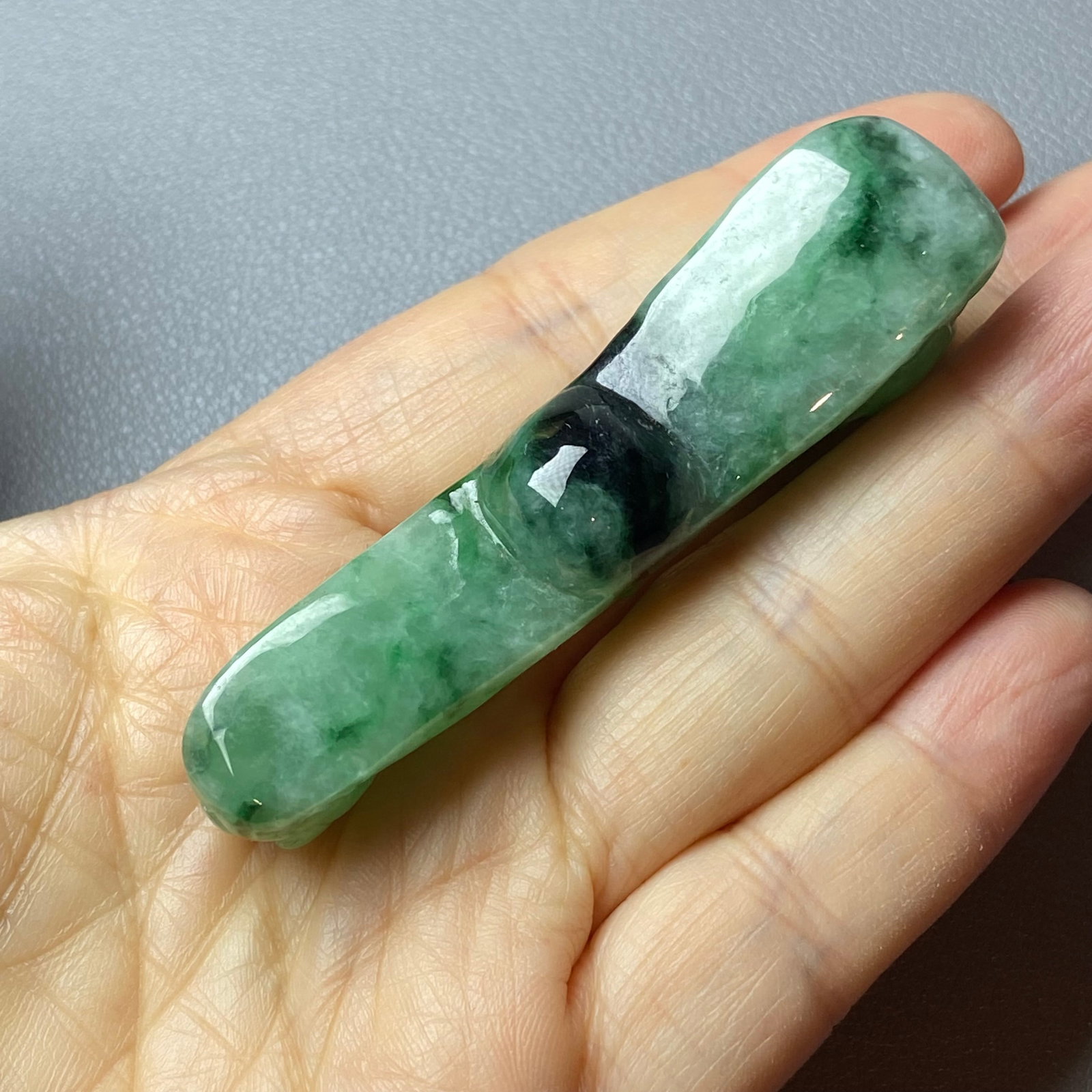 Antique Chinese Green Jadeite Jade Dragon Belt Hook - 12