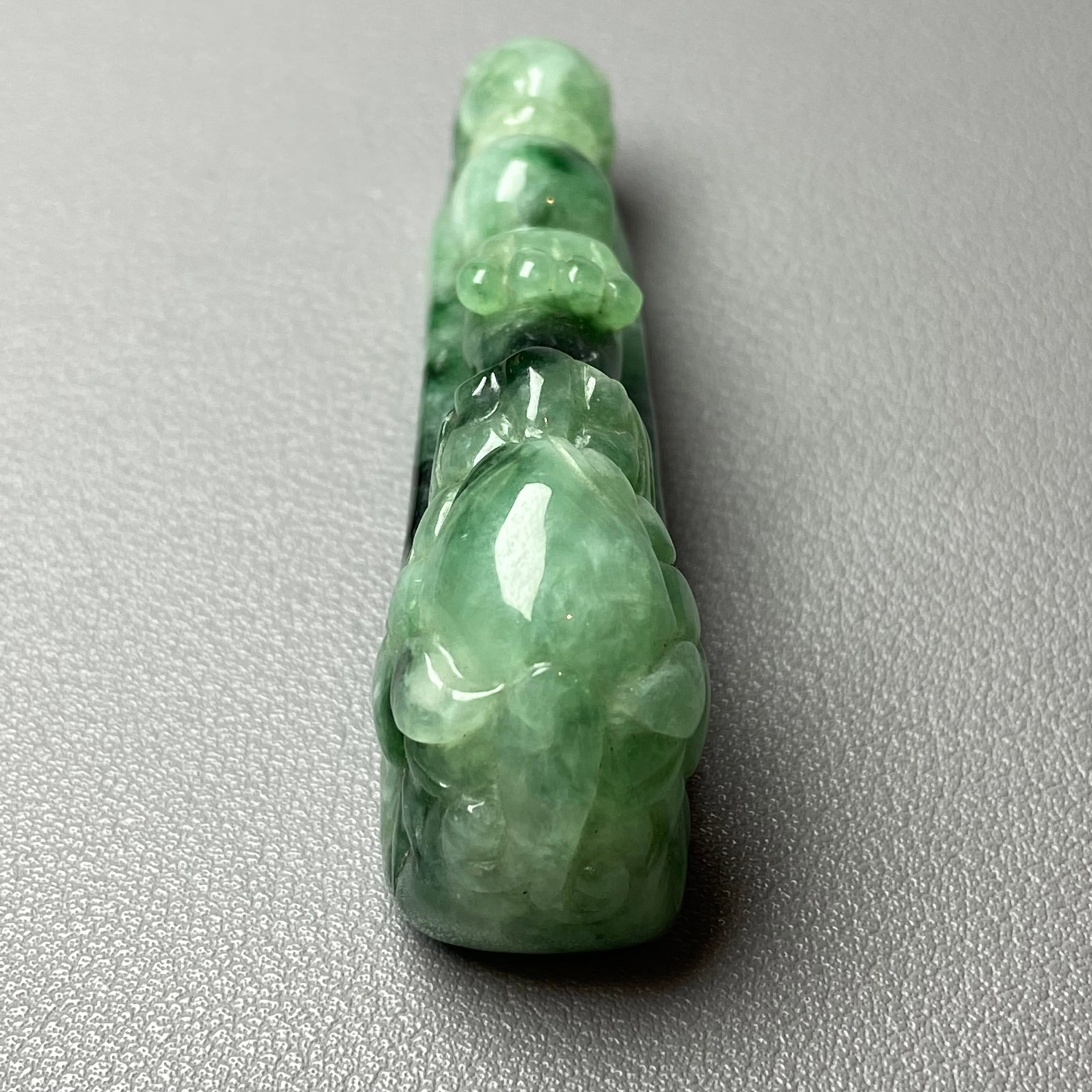 Antique Chinese Green Jadeite Jade Dragon Belt Hook - 8