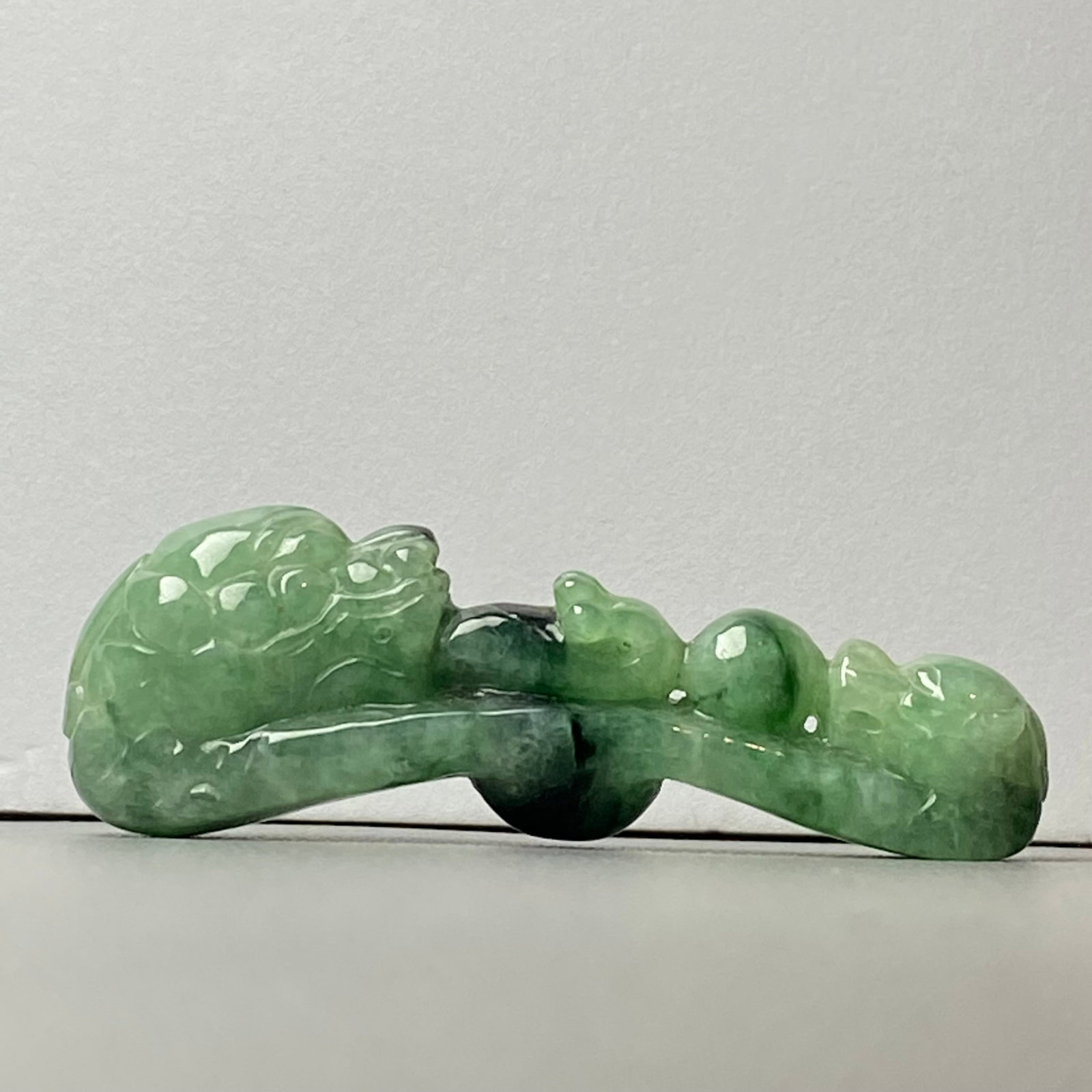 Antique Chinese Green Jadeite Jade Dragon Belt Hook - 9
