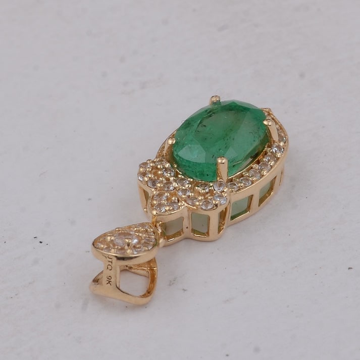 1.59 Ct Oval Emerald 9K Gold Pendant - 2