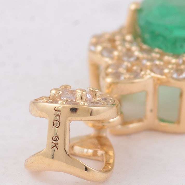 1.59 Ct Oval Emerald 9K Gold Pendant - 5