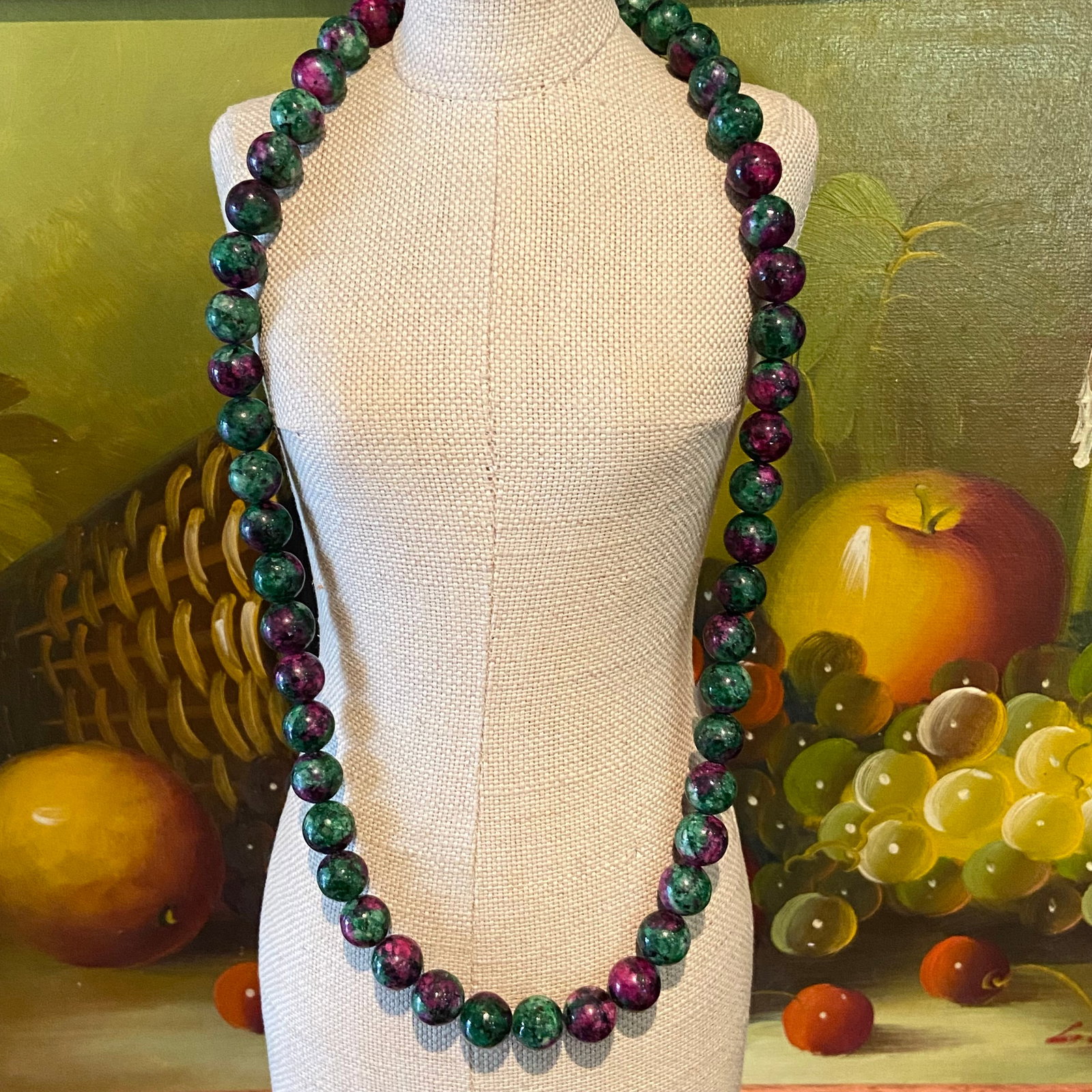 Top natural Ruby in Zoisite Gemstones Crystal Round Beads Necklace - 4
