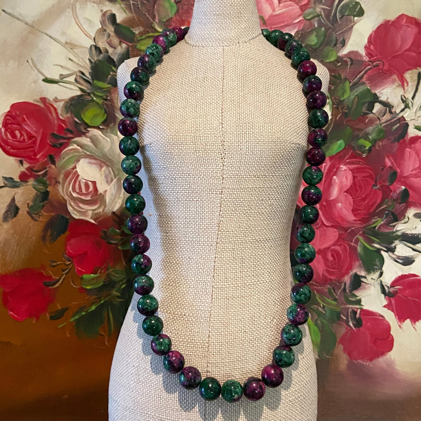 Top natural Ruby in Zoisite Gemstones Crystal Round Beads Necklace - 5
