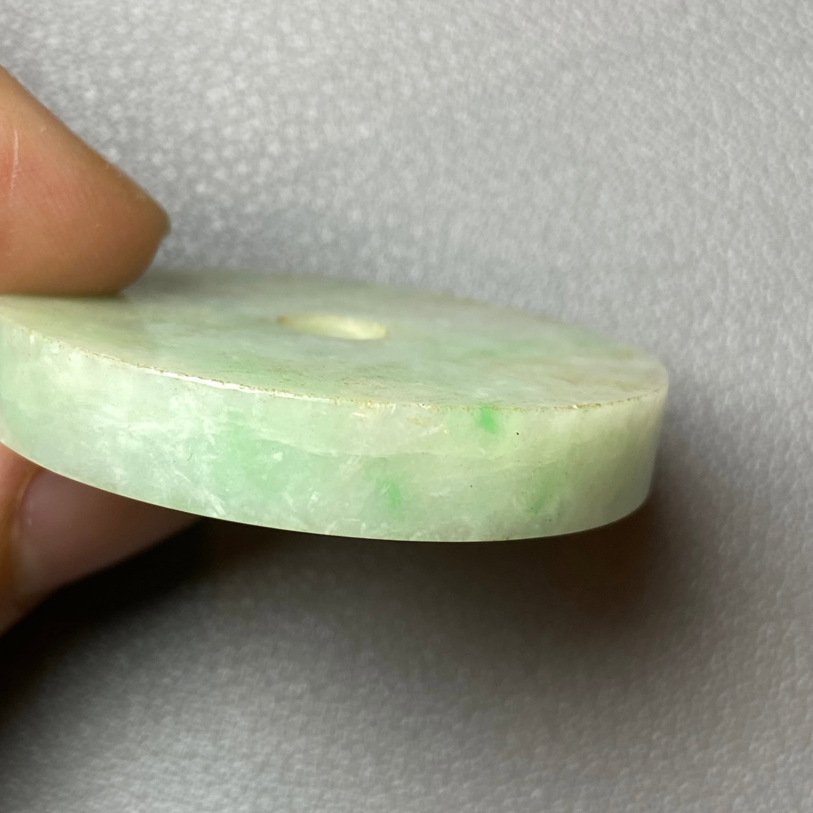Grade A Apple Green Jadeite Jade carved Ping An Kou - 9