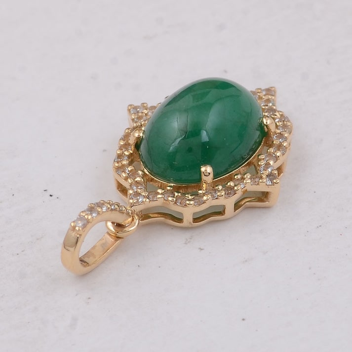 2.76 Ct Oval Emerald 9K Gold Pendant - 2