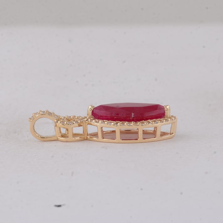 2.77 Ct Marquise Ruby 9K Gold Pendant - 3