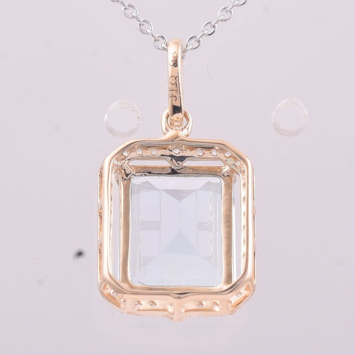 4.41 Ct Octagon Blue Topaz 9K Gold Pendant - 2