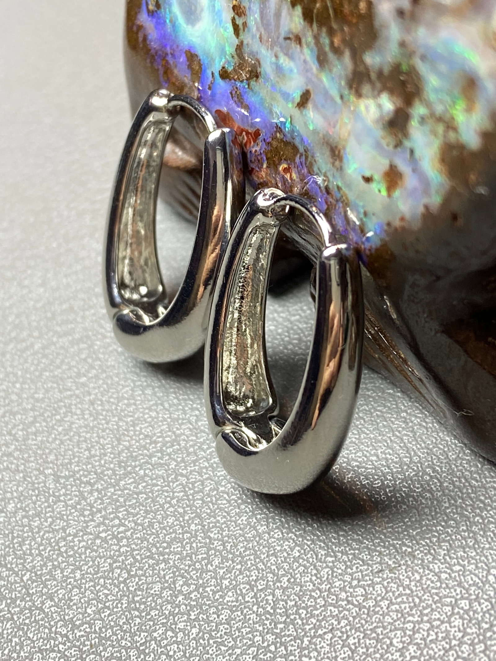 Vintage Art Deco style geometric oval earring hoops - 6