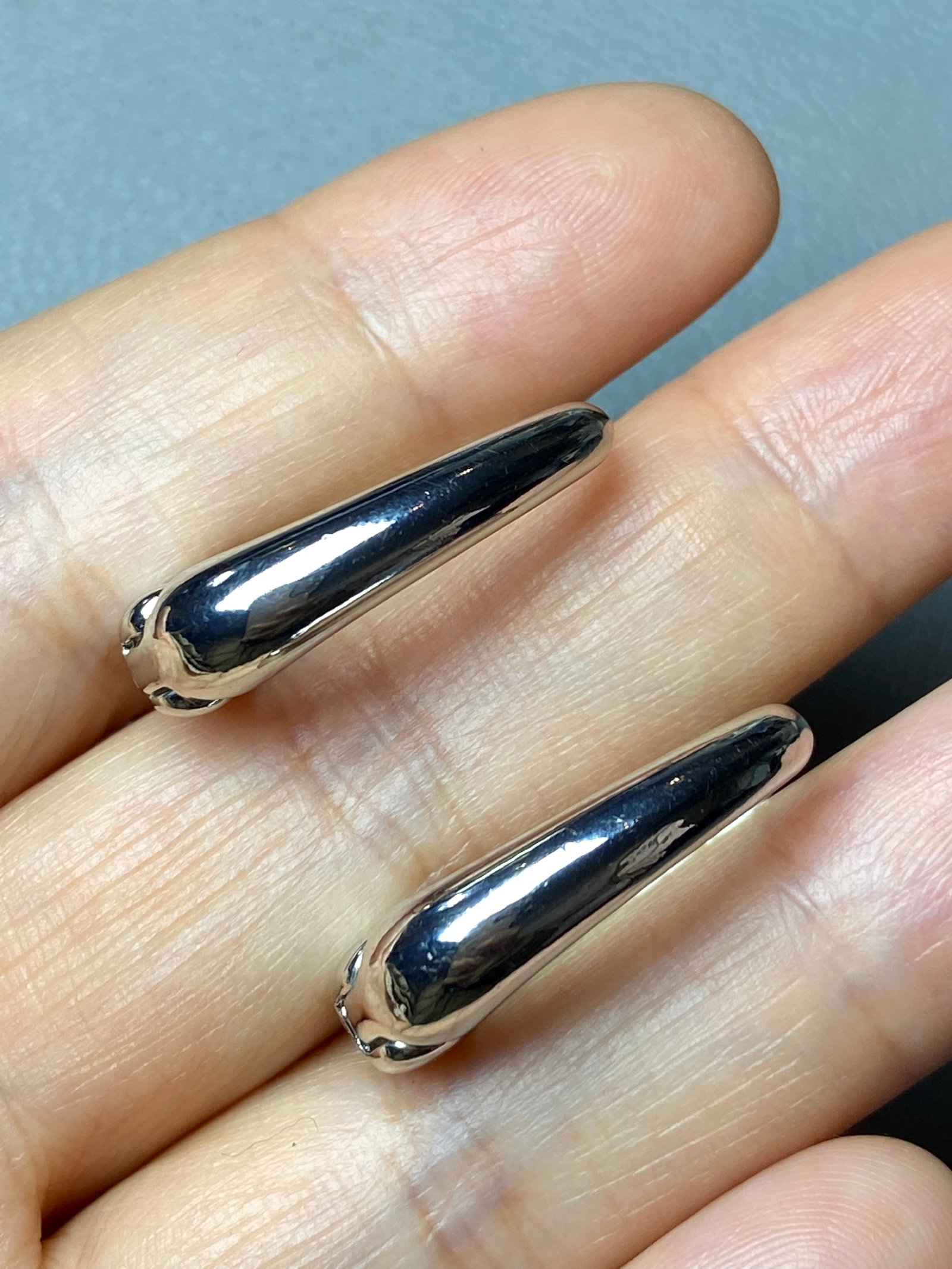 Vintage Art Deco style geometric oval earring hoops - 8
